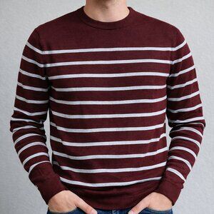Old Navy Burgundy Striped Sweater Mens Medium